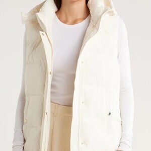 Michael Michael Kors Longline 450 Fill Power Puffer Vest in Bone